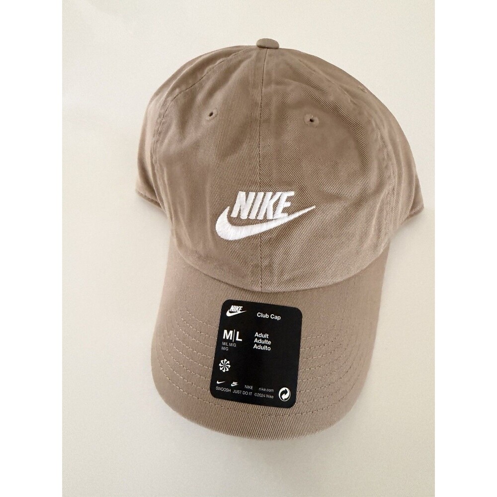 NWT Nike Club Unstructured Futura Wash Cap Khaki White M/L FB5368-247